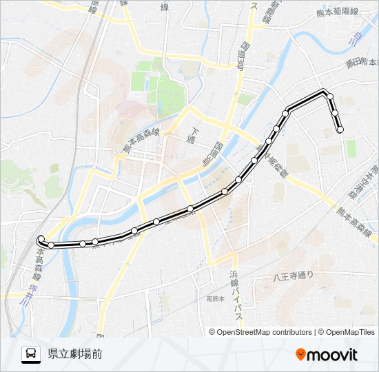 O3-1：熊本駅→本荘町→県立劇場 Bus Line Map