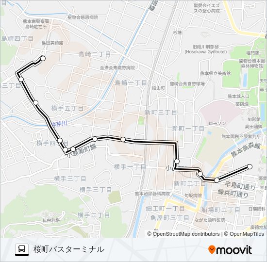 U4-1：城西校北→桜町バスターミナル Bus Line Map