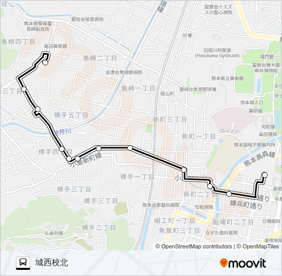 U4-1：桜町バスターミナル→城西校北 Bus Line Map