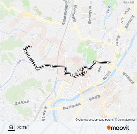 U4-1：城西校北→桜町バスターミナル→水道町 Bus Line Map