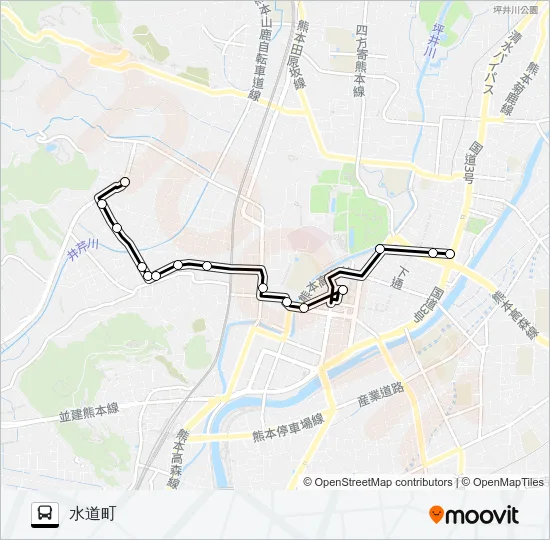 U4-1：城西校北→桜町バスターミナル→水道町 バスの路線図