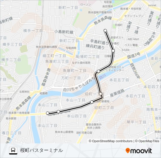 R4-1：本山営業所→迎宝町→桜町バスターミナル Bus Line Map
