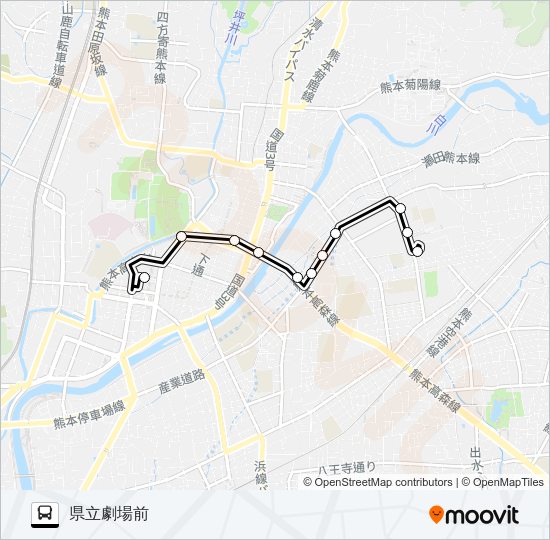 G3-1：桜町バスターミナル→大江四丁目→県立劇場 Bus Line Map