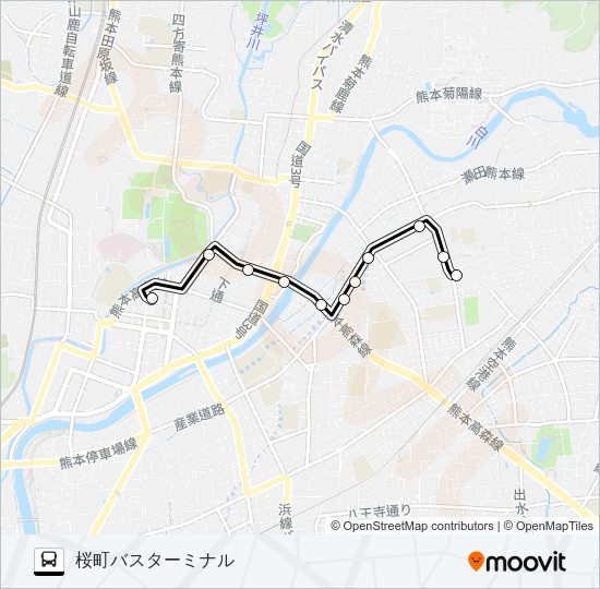G3-1：県立劇場→大江四丁目→桜町バスターミナル Bus Line Map