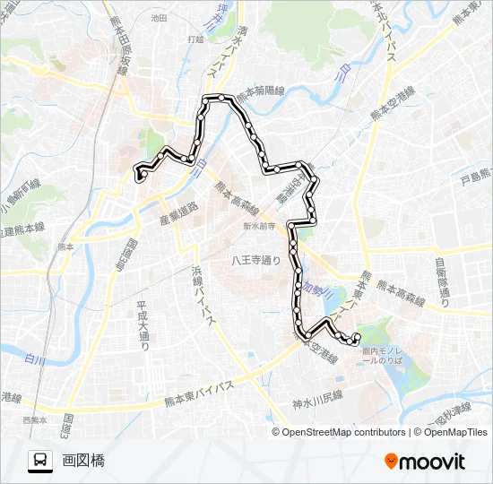 F3-2：桜町バスターミナル→子飼→北水前寺→画図橋 バスの路線図