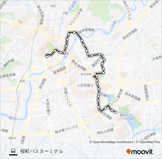 F3-2：画図橋→北水前寺→子飼→桜町バスターミナル Bus Line Map