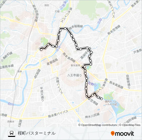 F3-2：画図橋→北水前寺→子飼→桜町バスターミナル バスの路線図