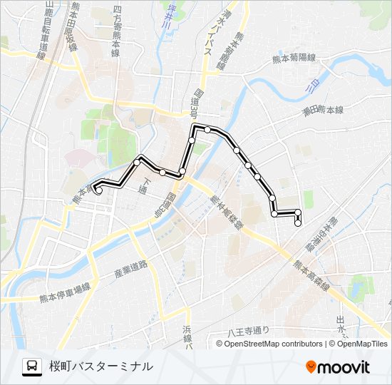 G4-1：変電所→明午橋→通町筋→桜町バスターミナル Bus Line Map