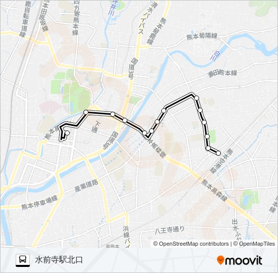 G3-2：桜町バスターミナル→大江四丁目→水前寺駅北口 Bus Line Map
