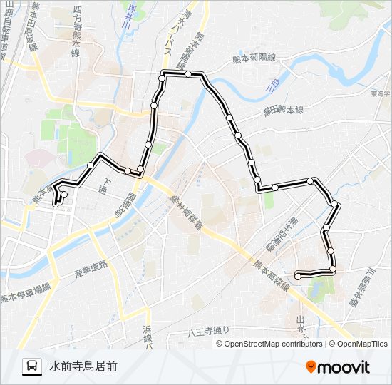F3-1：桜町バスターミナル→子飼→北水前寺→水前寺鳥居 Bus Line Map