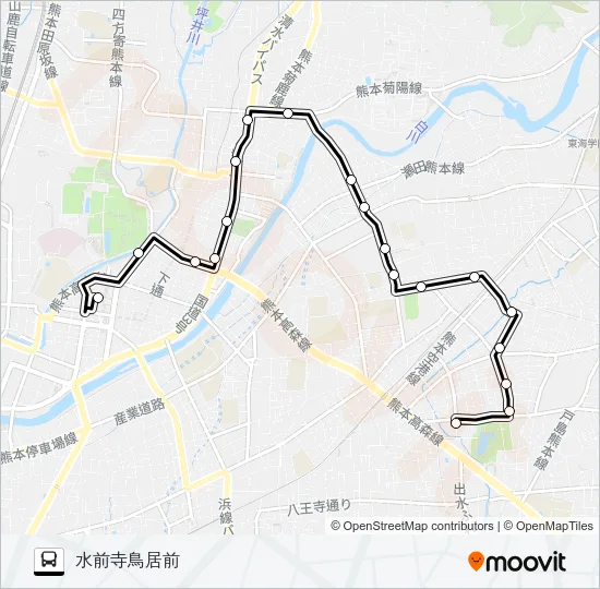 F3-1：桜町バスターミナル→子飼→北水前寺→水前寺鳥居 バスの路線図