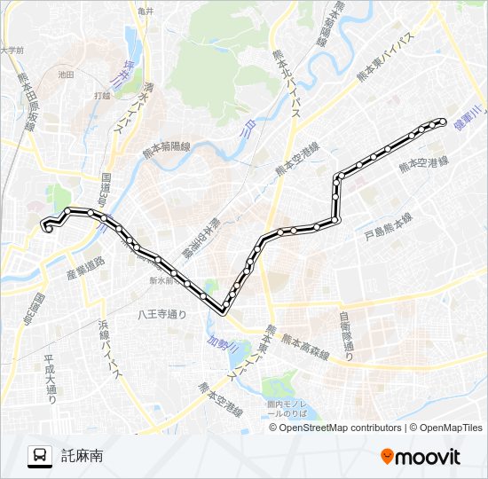 H3-3：桜町バスターミナル→県庁西門→鉄工団地→託麻南 Bus Line Map