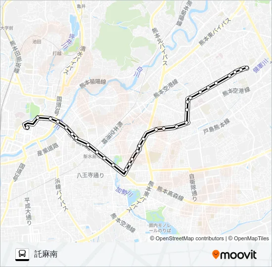 H3-3：桜町バスターミナル→県庁西門→鉄工団地→託麻南 バスの路線図