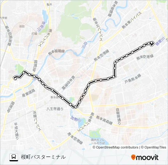H3-3：託麻南→鉄工団地→県庁西門→桜町バスターミナル バスの路線図