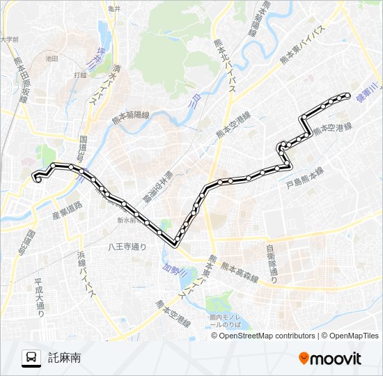 H3-4：桜町バスターミナル→県庁西門→日赤病院→託麻南 バスの路線図