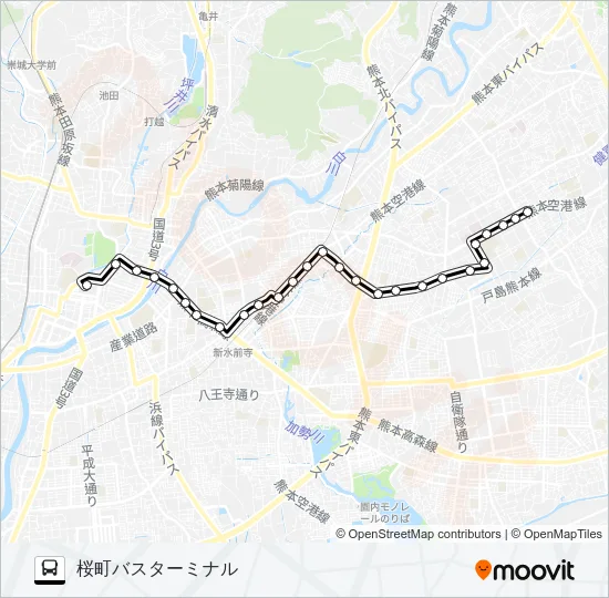 H1-1：長嶺団地→日赤病院→熊高正門→桜町バスターミナル バスの路線図