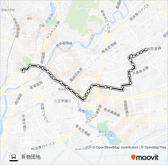 H3-2：桜町バスターミナル→県庁西門→尾ノ上小→長嶺団地 Bus Line Map