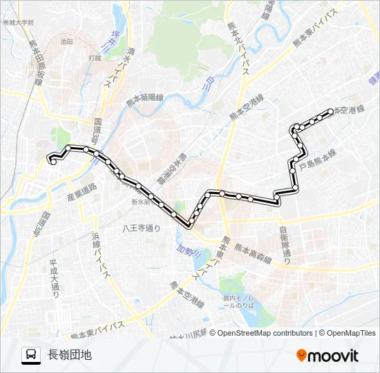 H3-2：桜町バスターミナル→県庁西門→尾ノ上小→長嶺団地 バスの路線図