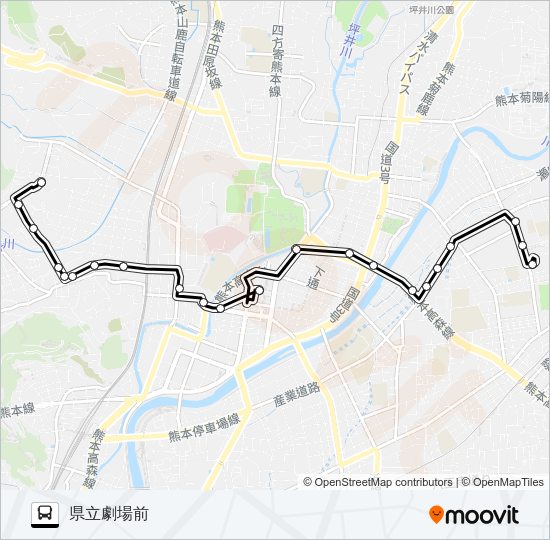 G3-1：城西校北→桜町バスターミナル→大江四丁目→県立劇場 Bus Line Map