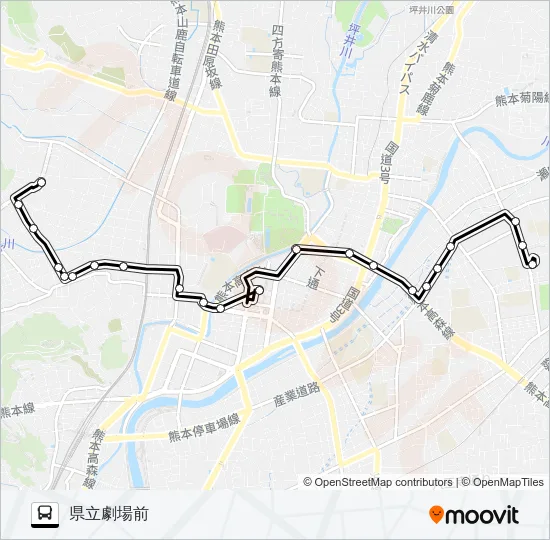 G3-1：城西校北→桜町バスターミナル→大江四丁目→県立劇場 バスの路線図