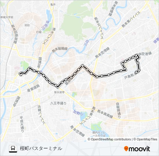 H1-1：小峯営業所→日赤病院→熊高正門→桜町バスターミナル Bus Line Map