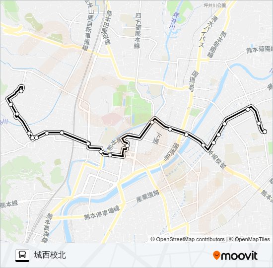 U4-1：県立劇場→大江四丁目→桜町バスターミナル→城西校北 バスの路線図