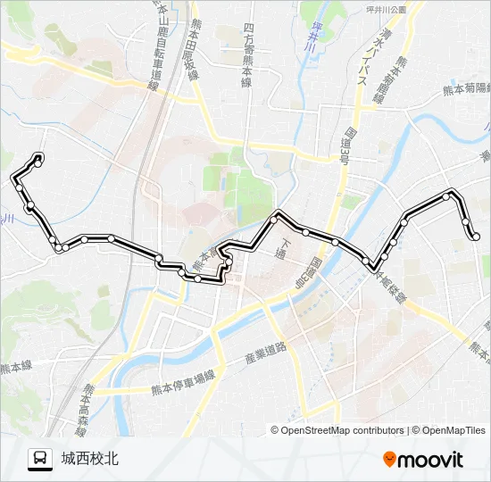 U4-1：県立劇場→大江四丁目→桜町バスターミナル→城西校北 バスの路線図