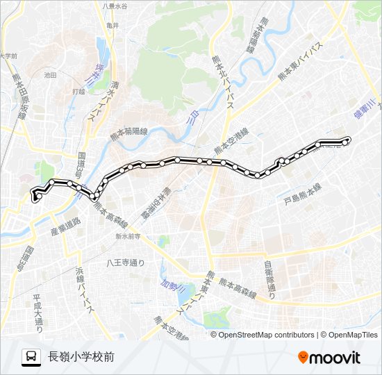 G1-4：桜町バスターミナル→大江四丁目→日赤病院→長嶺小学校 Bus Line Map