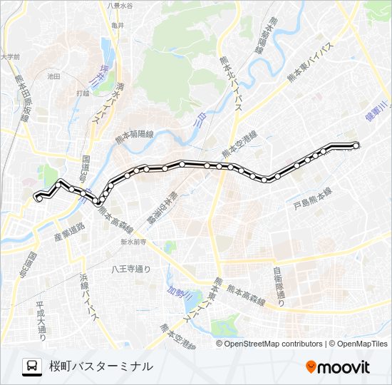 G1-4：長嶺小学校→日赤病院→大江四丁目→桜町バスターミナル Bus Line Map