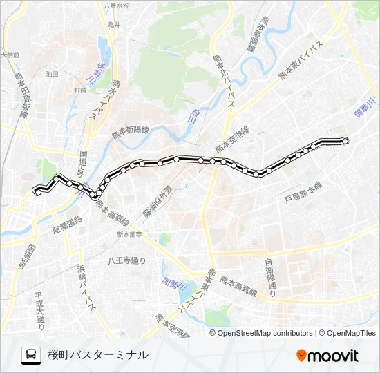G1-4：長嶺小学校→日赤病院→大江四丁目→桜町バスターミナル Bus Line Map