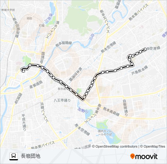 H3-1：桜町バスターミナル→県庁西門→帯山→日赤病院→長嶺団地 Bus Line Map