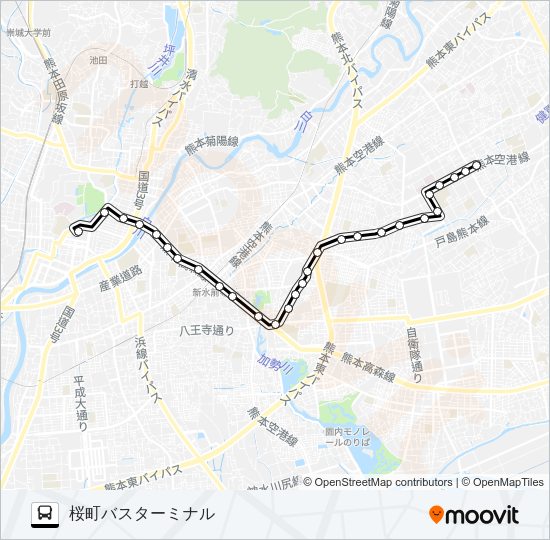 H3-1：長嶺団地→日赤病院→帯山→県庁西門→桜町バスターミナル Bus Line Map