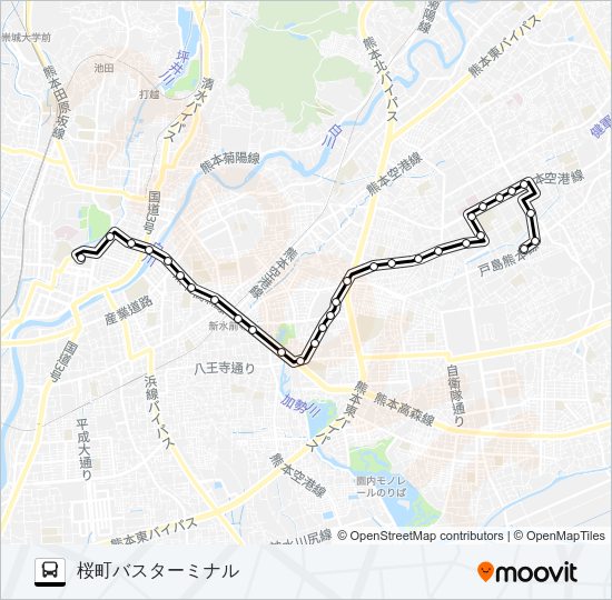 H3-1：小峯営業所→日赤病院→帯山→県庁西門→桜町バスターミナル Bus Line Map
