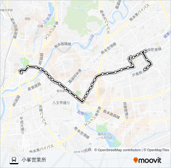 H3-1：桜町バスターミナル→県庁西門→帯山→日赤病院→小峯営業所 Bus Line Map