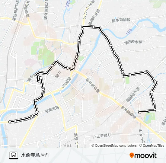 F3-1：本山営業所→日銀前→桜町バスターミナル→子飼→北水前寺→水前寺鳥居 バスの路線図
