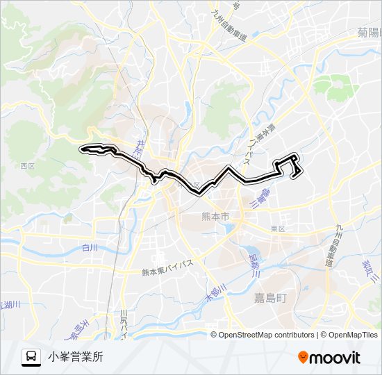 H1-1/W1-1：小峯営業所→熊高正門→桜町バスターミナル→荒尾橋→熊高正門→小峯営業所 Bus Line Map