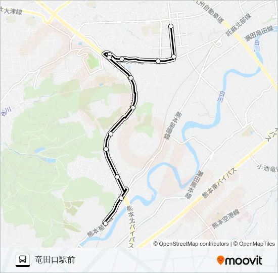 楠団地→たつだニュータウン前→竜田口駅前 Bus Line Map