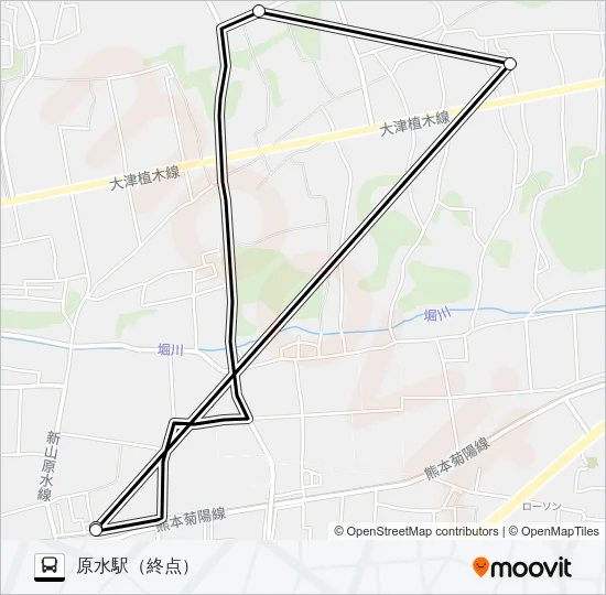 SC：原水駅北口→県立技術短大→JASM→原水駅北口 バスの路線図