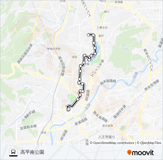B1-3：桜町バスターミナル→壺井橋→津の浦→高平南公園 Bus Line Map