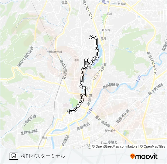 B1-3：高平南公園→津の浦→壺井橋→桜町バスターミナル バスの路線図