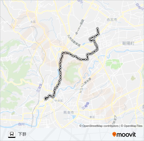 C6-5：桜町バスターミナル→水道町→三軒町→堀川→楠団地→下群 Bus Line Map