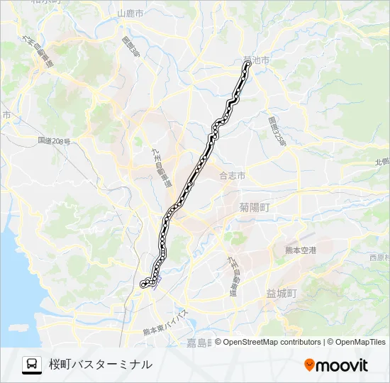 C1-2：菊池プラザ→御代志→堀川→坪井→水道町→桜町バスターミナル バスの路線図