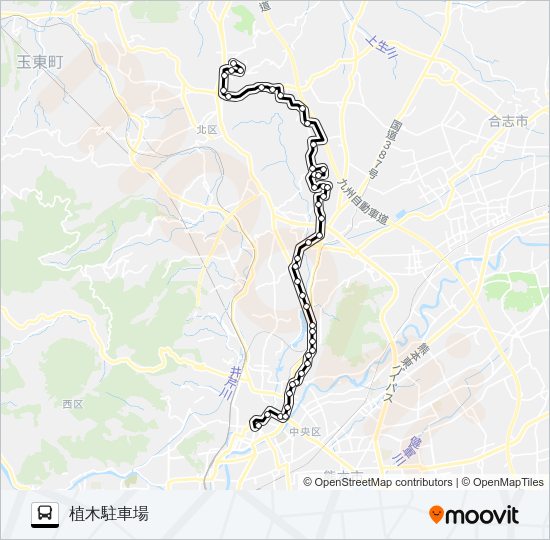 C4-4：桜町バスターミナル→水道町→三軒町→山室→梶尾→植木駐車場 Bus Line Map