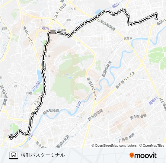 C5-2：光の森駅→新地団地→堀川→三軒町→水道町→桜町バスターミナル Bus Line Map