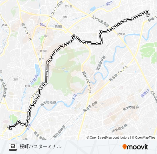 C9-2：光の森駅→楠団地→清水ヶ丘→三軒町→水道町→桜町バスターミナル Bus Line Map