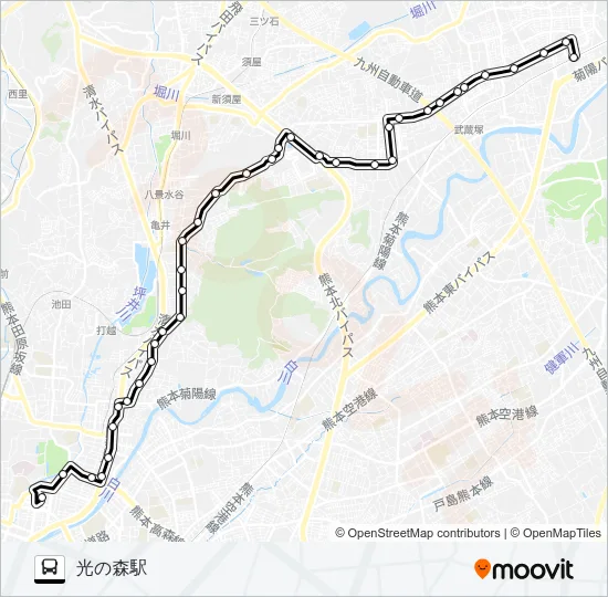 C9-2：桜町バスターミナル→水道町→三軒町→清水ヶ丘→楠団地→光の森駅 バスの路線図