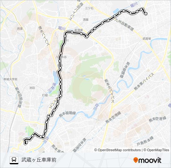 C5-3：桜町バスターミナル→水道町→三軒町→堀川→新地団地→武蔵ヶ丘車庫前 Bus Line Map