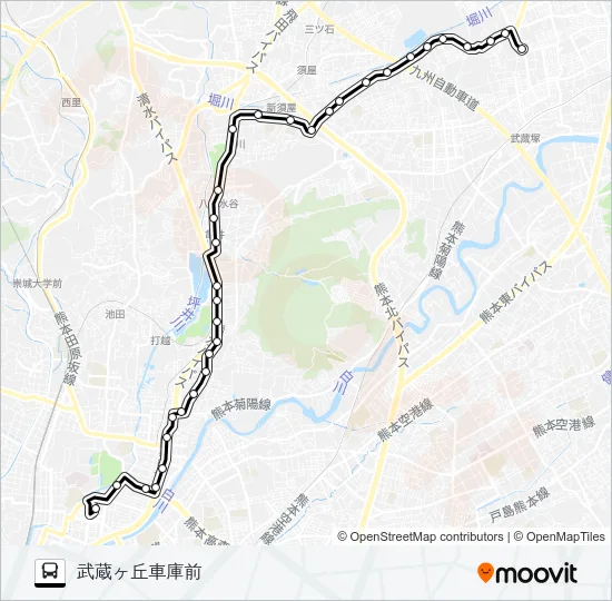 C5-3：桜町バスターミナル→水道町→三軒町→堀川→新地団地→武蔵ヶ丘車庫前 バスの路線図