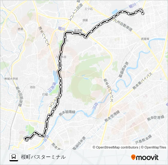 C5-3：武蔵ヶ丘車庫前→新地団地→堀川→三軒町→水道町→桜町バスターミナル Bus Line Map