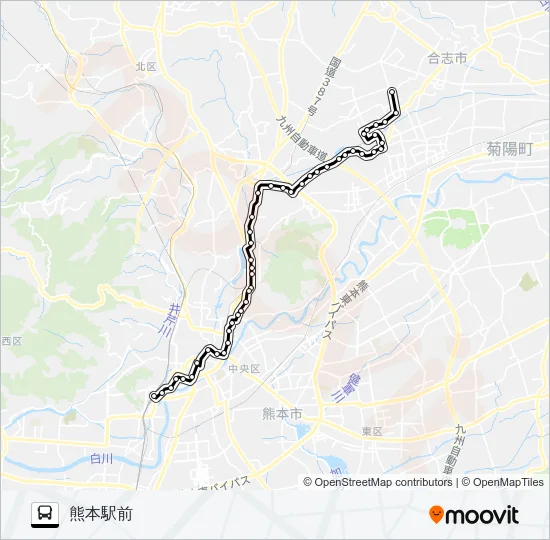 C5-5：下群→新地団地→堀川→三軒町→水道町→桜町バスターミナル→熊本駅前 バスの路線図